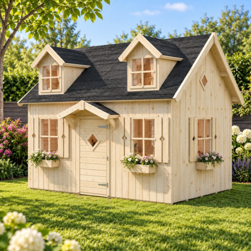 Ruim houten speelhuisje Libelle