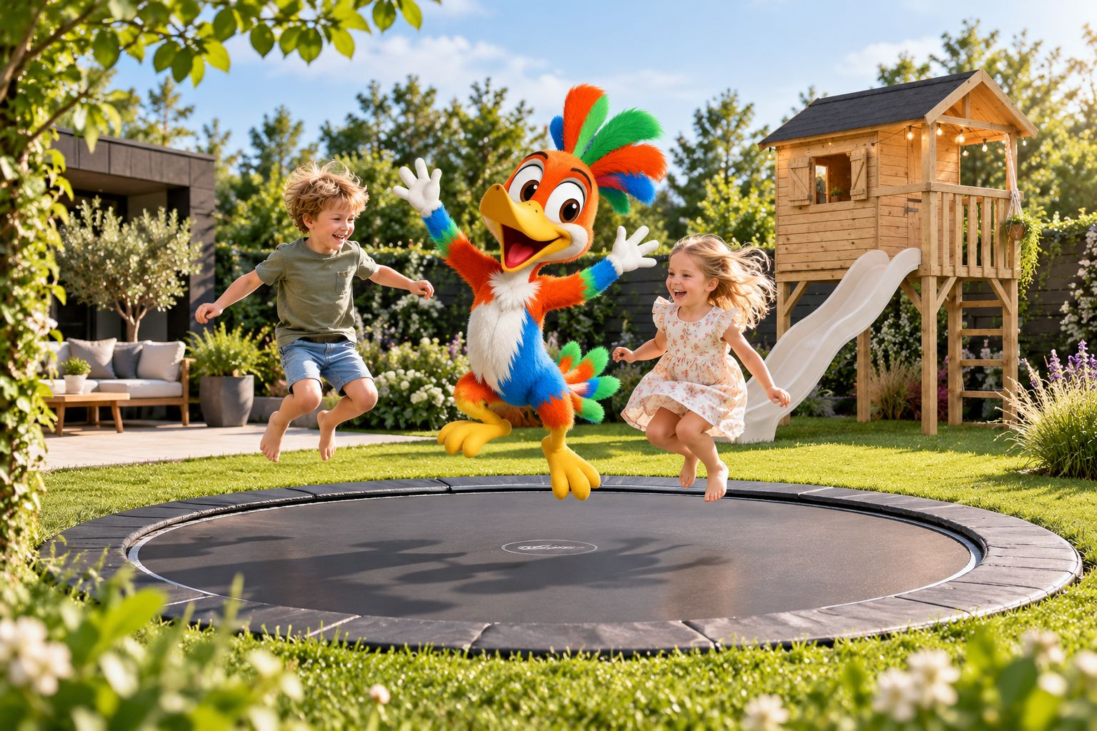 trampoline in de tuin - welles speeltoestellen